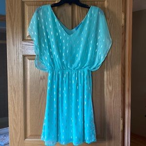 Green and gold patterned feminine sheet lined dress